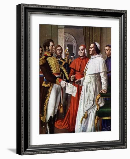 Pope Pius Vii, Prisoner at the Castle of Fontainebleau, Consented to Sign, on 25/01/1813, the Conco-Tancredi Scarpelli-Framed Giclee Print