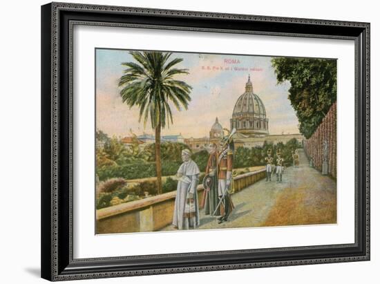 Pope Pius X in the Gardens of the Vatican, Rome. Postcard Sent in 1913-Italian Photographer-Framed Giclee Print