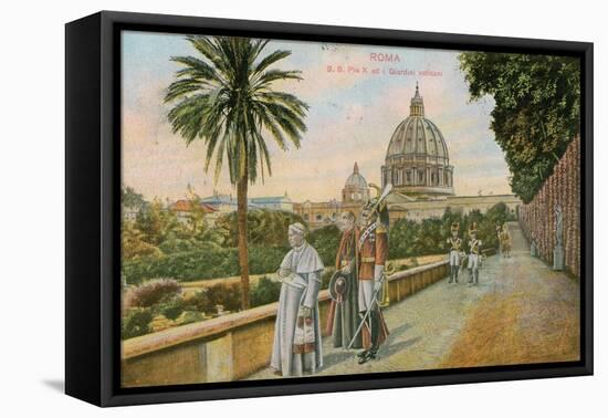 Pope Pius X in the Gardens of the Vatican, Rome. Postcard Sent in 1913-Italian Photographer-Framed Premier Image Canvas