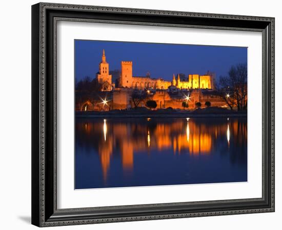 Pope's Palace in Avignon and the Rhone River at Sunset, Vaucluse, Rhone, Provence, France-Per Karlsson-Framed Photographic Print