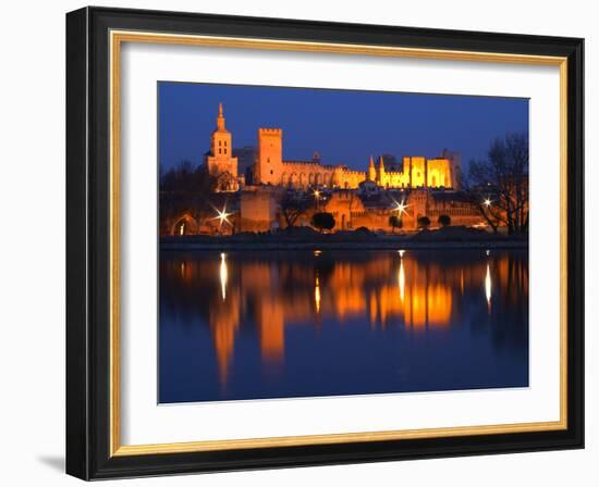 Pope's Palace in Avignon and the Rhone River at Sunset, Vaucluse, Rhone, Provence, France-Per Karlsson-Framed Photographic Print
