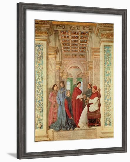 Pope Sixtus IV Installs Bartolommeo Platina as Director of the Vatican Library, C. 1477-Melozzo Da Forli-Framed Giclee Print