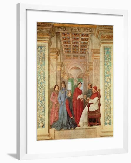Pope Sixtus IV Installs Bartolommeo Platina as Director of the Vatican Library, C. 1477-Melozzo Da Forli-Framed Giclee Print