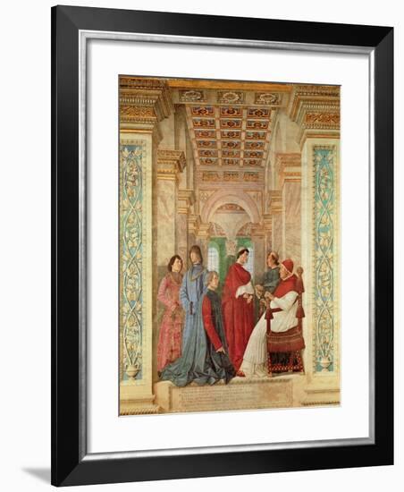 Pope Sixtus IV Installs Bartolommeo Platina as Director of the Vatican Library, C. 1477-Melozzo Da Forli-Framed Giclee Print