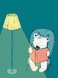 Cartoon Baby Bear Reading a Book. Hand Drawn Childish Bear Reading. Vector Illustration.-Popmarleo-Art Print