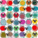 Colorful Seamless Sheep and Yarn Balls Pattern. Seamless Sheep Pattern. Vector Eps10. No Effects Us-Popmarleo-Art Print