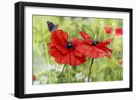 Poppies And Butterfly-Bill Makinson-Framed Giclee Print