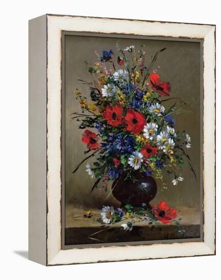 Poppies and Daisies-Eugene Henri Cauchois-Framed Premier Image Canvas