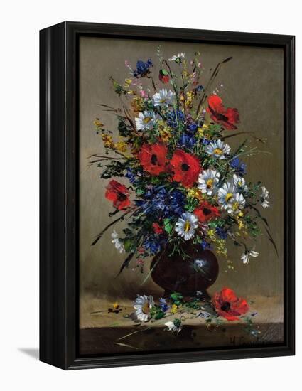 Poppies and Daisies-Eugene Henri Cauchois-Framed Premier Image Canvas