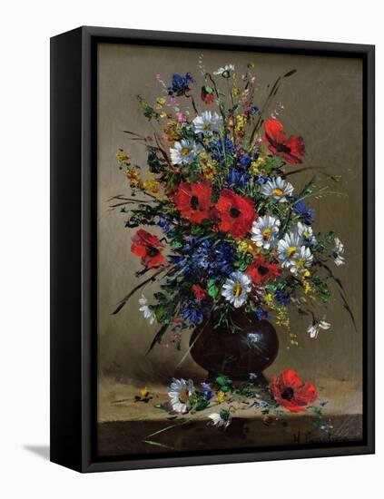 Poppies and Daisies-Eugene Henri Cauchois-Framed Premier Image Canvas