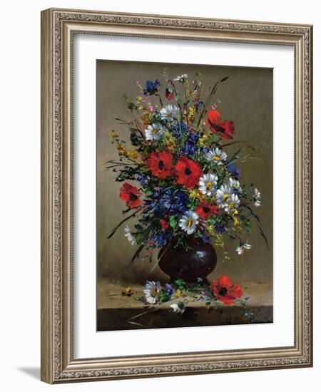 Poppies and Daisies-Eugene Henri Cauchois-Framed Giclee Print