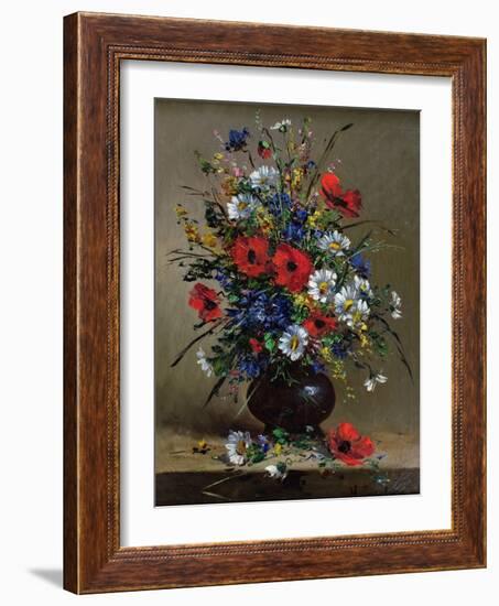 Poppies and Daisies-Eugene Henri Cauchois-Framed Giclee Print