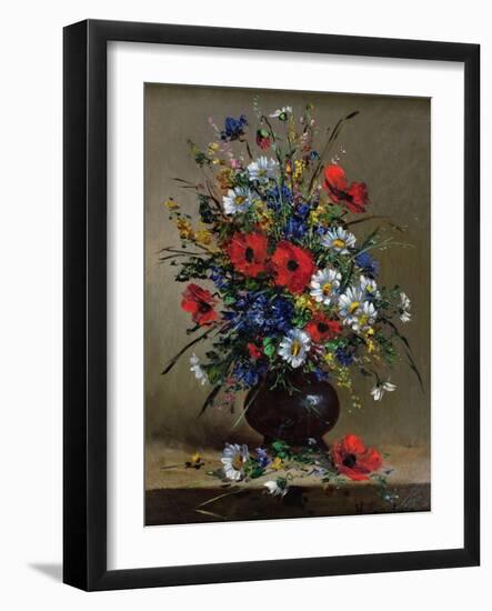 Poppies and Daisies-Eugene Henri Cauchois-Framed Giclee Print