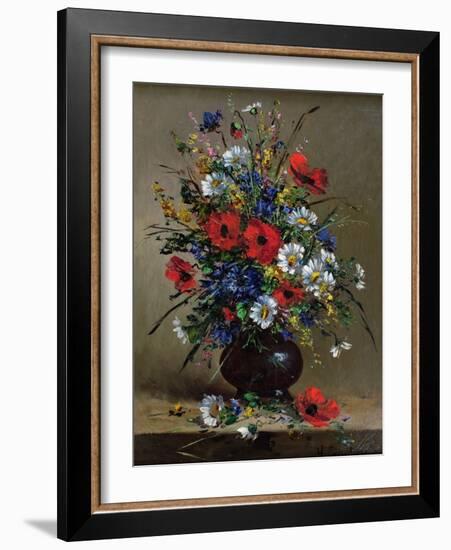 Poppies and Daisies-Eugene Henri Cauchois-Framed Giclee Print