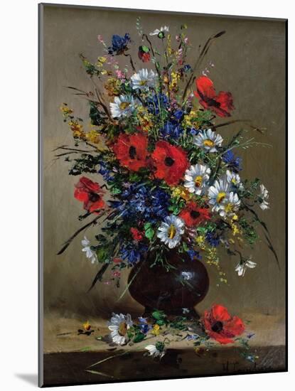 Poppies and Daisies-Eugene Henri Cauchois-Mounted Giclee Print