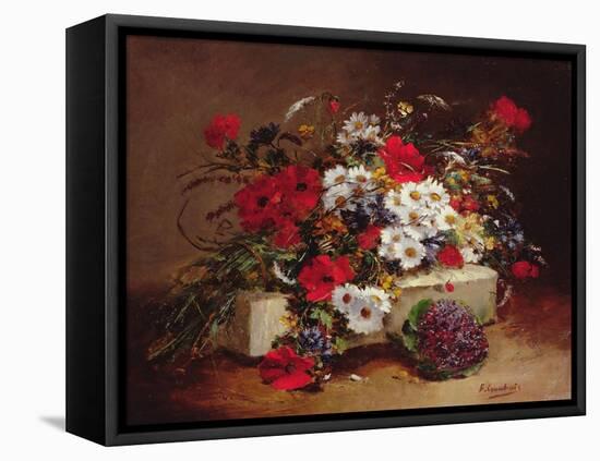 Poppies and Daisies-Eugene Henri Cauchois-Framed Premier Image Canvas