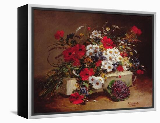 Poppies and Daisies-Eugene Henri Cauchois-Framed Premier Image Canvas