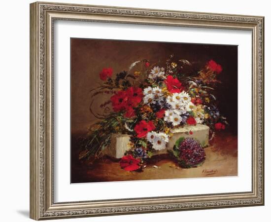 Poppies and Daisies-Eugene Henri Cauchois-Framed Giclee Print