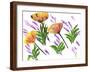 Poppies And Lavender-Wolf Heart Illustrations-Framed Giclee Print