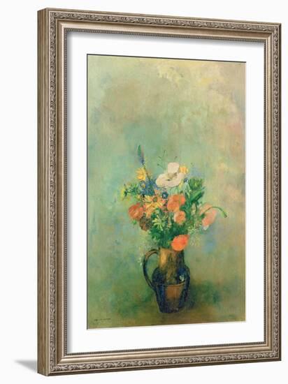 Poppies and Other Flowers in a Vase-Odilon Redon-Framed Giclee Print