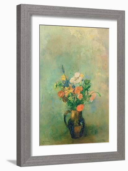 Poppies and Other Flowers in a Vase-Odilon Redon-Framed Giclee Print