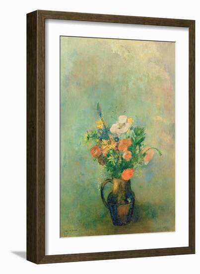 Poppies and Other Flowers in a Vase-Odilon Redon-Framed Giclee Print