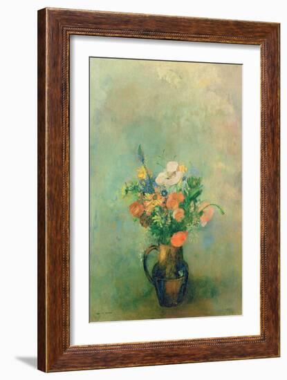 Poppies and Other Flowers in a Vase-Odilon Redon-Framed Giclee Print