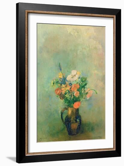 Poppies and Other Flowers in a Vase-Odilon Redon-Framed Giclee Print