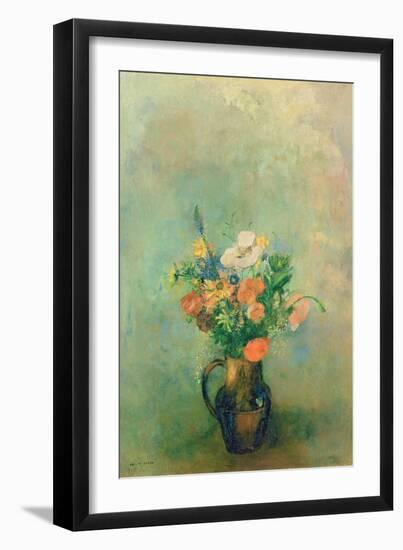 Poppies and Other Flowers in a Vase-Odilon Redon-Framed Giclee Print