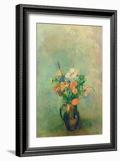 Poppies and Other Flowers in a Vase-Odilon Redon-Framed Giclee Print