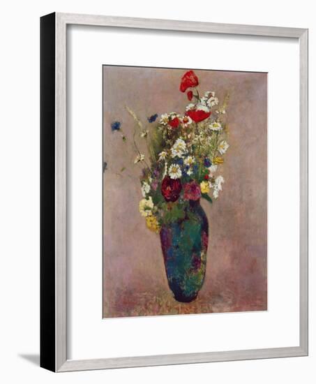 Poppies and other flowers in a vase-Odilon Redon-Framed Giclee Print