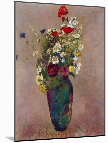 Poppies and other flowers in a vase-Odilon Redon-Mounted Giclee Print