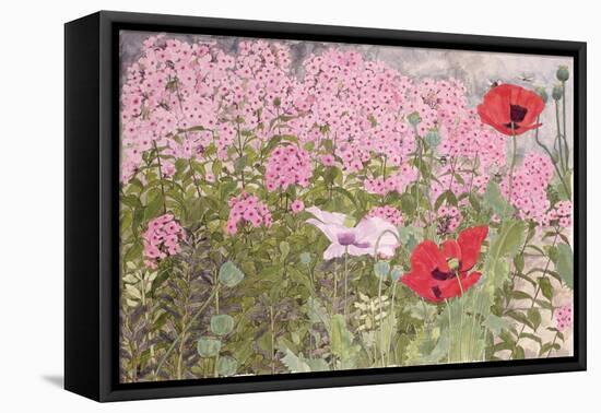 Poppies and Phlox-Linda Benton-Framed Premier Image Canvas