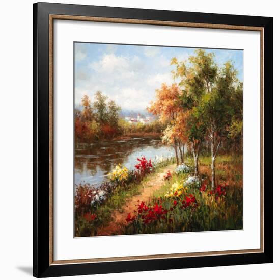 Poppies and Stream-Hulsey-Framed Art Print