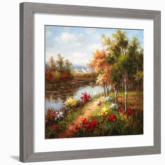 Poppies and Stream-Hulsey-Framed Art Print