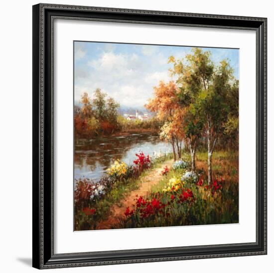 Poppies and Stream-Hulsey-Framed Art Print