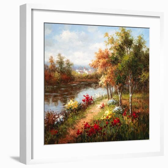 Poppies and Stream-Hulsey-Framed Art Print