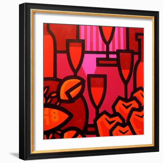 Poppies Apples Wine and Fish-John Nolan-Framed Giclee Print