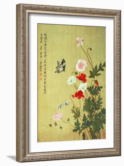 Poppies, Butterflies and Bees-Ma Yuanyu-Framed Giclee Print