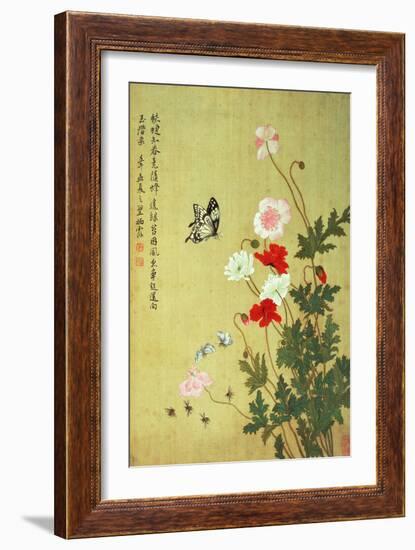 Poppies, Butterflies and Bees-Ma Yuanyu-Framed Giclee Print