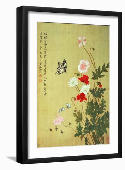 Poppies, Butterflies and Bees-Ma Yuanyu-Framed Giclee Print