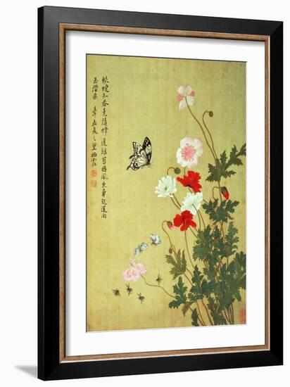 Poppies, Butterflies and Bees-Ma Yuanyu-Framed Giclee Print