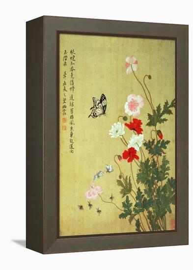 Poppies, Butterflies and Bees-Ma Yuanyu-Framed Premier Image Canvas