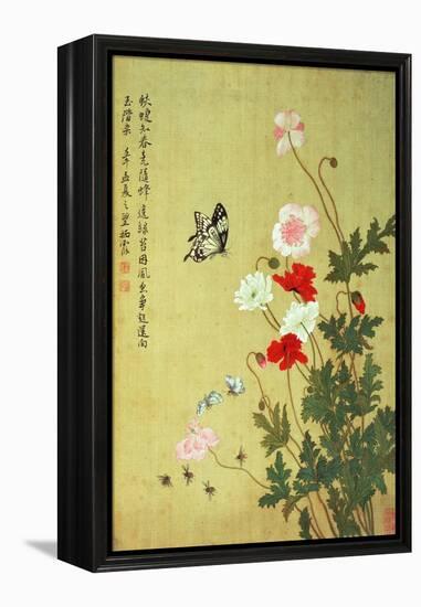 Poppies, Butterflies and Bees-Ma Yuanyu-Framed Premier Image Canvas