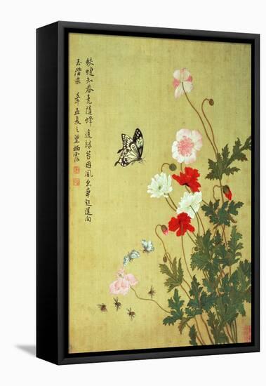 Poppies, Butterflies and Bees-Ma Yuanyu-Framed Premier Image Canvas