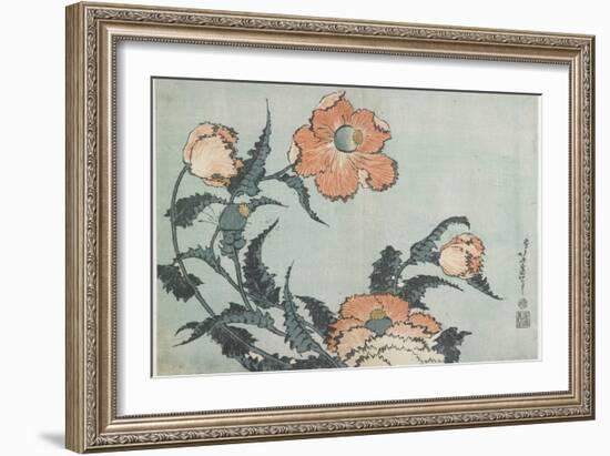 Poppies, C. 1832-Katsushika Hokusai-Framed Giclee Print