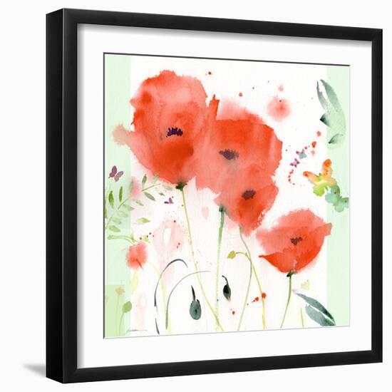 Poppies Chinoise-Sheila Golden-Framed Art Print