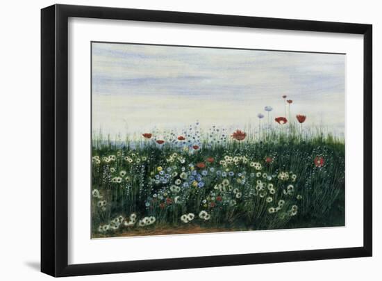 Poppies, Daisies and Other Flowers by the Sea-Andrew Nicholl-Framed Giclee Print