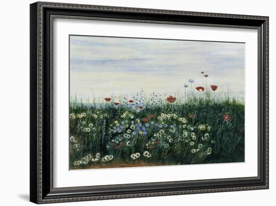 Poppies, Daisies and Other Flowers by the Sea-Andrew Nicholl-Framed Giclee Print