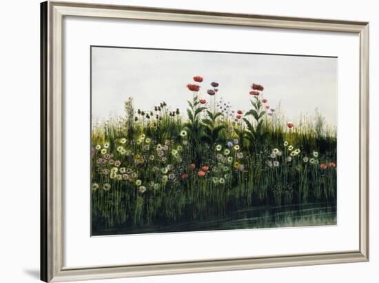 Poppies, Daisies and Thistles on a River Bank-Andrew Nicholl-Framed Giclee Print